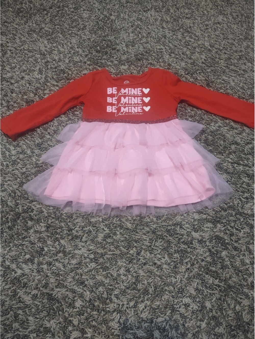 Wonder Nation Valentine's Day Girls 18 Month Dress Long Sleeve Be Mine Red Dress